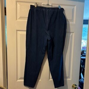 Blue stretch Elastic Waist Pants
